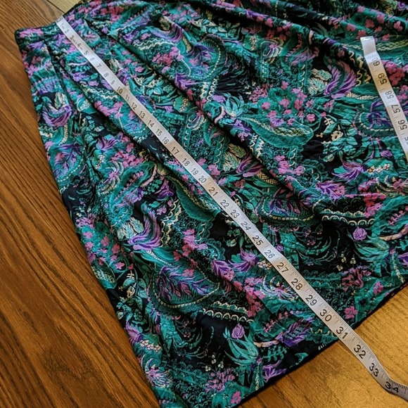 Vintage Kensington Square Floral Pleated Below the Knee A Line Skirt L - Picture 6 of 8